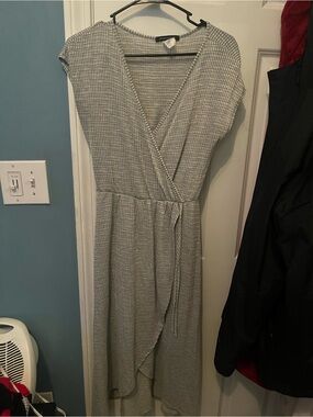 Caution To The Wind Gray Wrap High-Low Dress